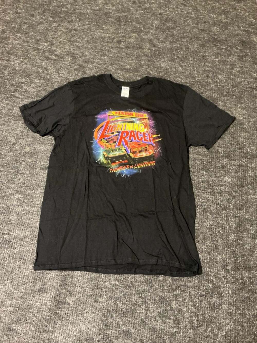 Hersheypark Lightning Racer Thunder vs Lightning Graphic T-Shirt Black Size L